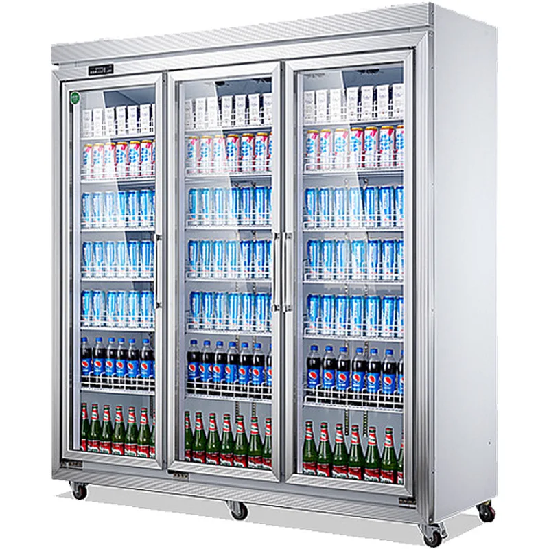 

Split refrigerated supermarket convenience store beverage cabinet, three-door refrigerated display commercial
