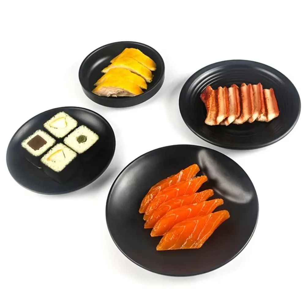 6pcs Japanese Style Round Melamine Plate Imitation Porcelain Frosted Appetizer Tray Fall-resistant Salad Plate Restaurant - view 2
