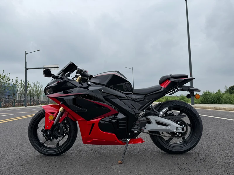 2 Wheel Adult Electric Racing Motorcycle 5000W Mid Drive Chain Motor 72V Long Mileage E-Bike