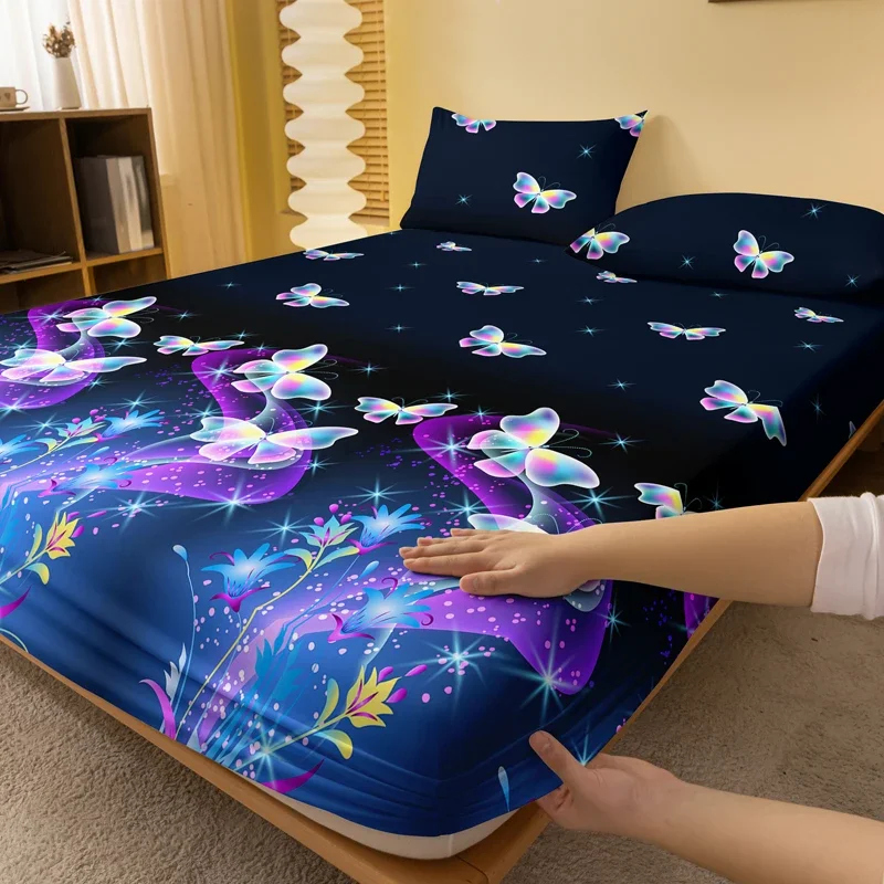 1 piece of butterfly psychedelic patterned frosted bedsheet, bedroom printed bedspread, bedding (excluding pillowcases)