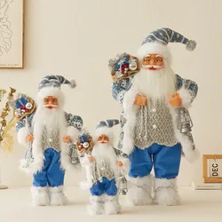 New blue Santa Claus doll doll Christmas decoration standing Santa Claus decorative ornament gift