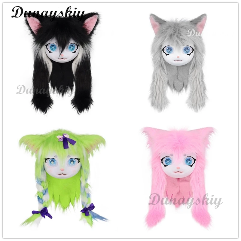 

Kig Fursuit Kigurumi Headset Furry Cosplay Costume Kawaii Cute Animal Comiket Furries Paw Head Base Mask Rabbit Cat Doll Costume