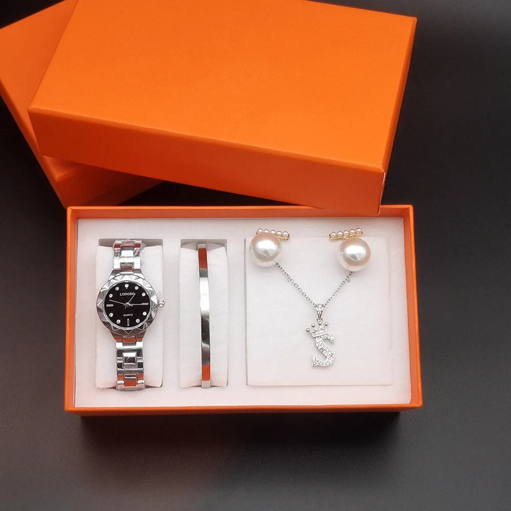 4Pcs Luxury Quartz Watches Women Fashion Waterproof Quartz Women\'s Watch Steel Ladies Clock reloj mujer with Accessory Set+Box