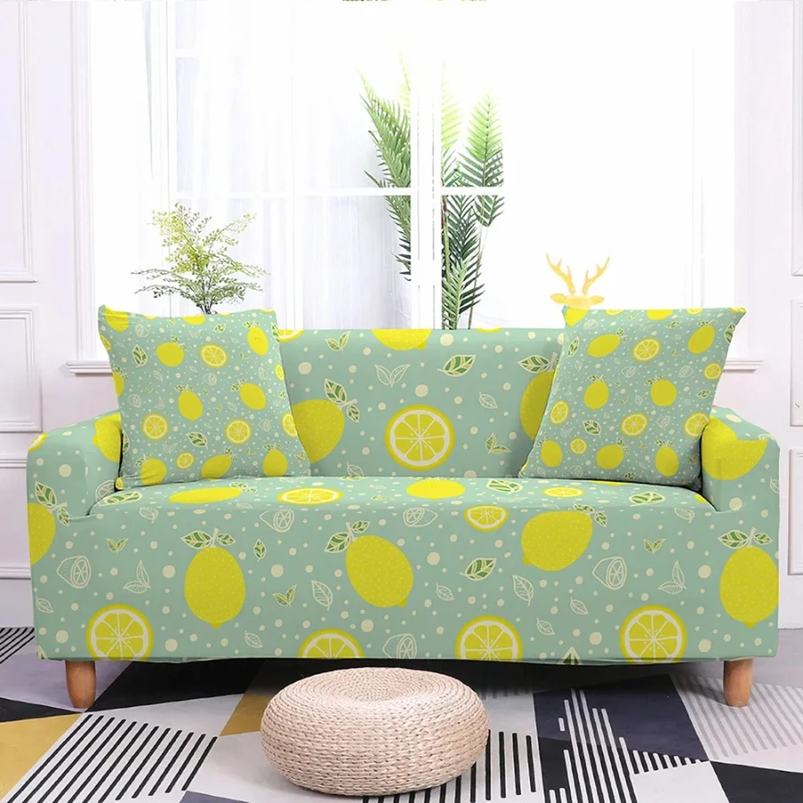 Small Fresh Lemon Fruit Sofa Cover Fully Packaged Elastic Dustproof and Wrinkle Resistant Universal for Multiple People Sofa