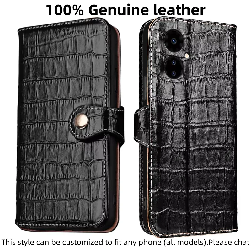 

Чехол-кошелек с текстурой крокодила из натуральной кожи для Boost Mobile Celero 5G SC 2024, противоударный чехол с магнитной кнопкой