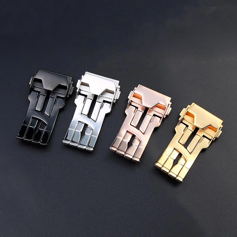 لسلسلة Hublot Big Band مشبك ساعة 18 مللي متر 22 مللي متر Soild معدن فضي ذهبي وردي ذهبي أسود للرجال والنساء مشبك فولاذي قابل للطي