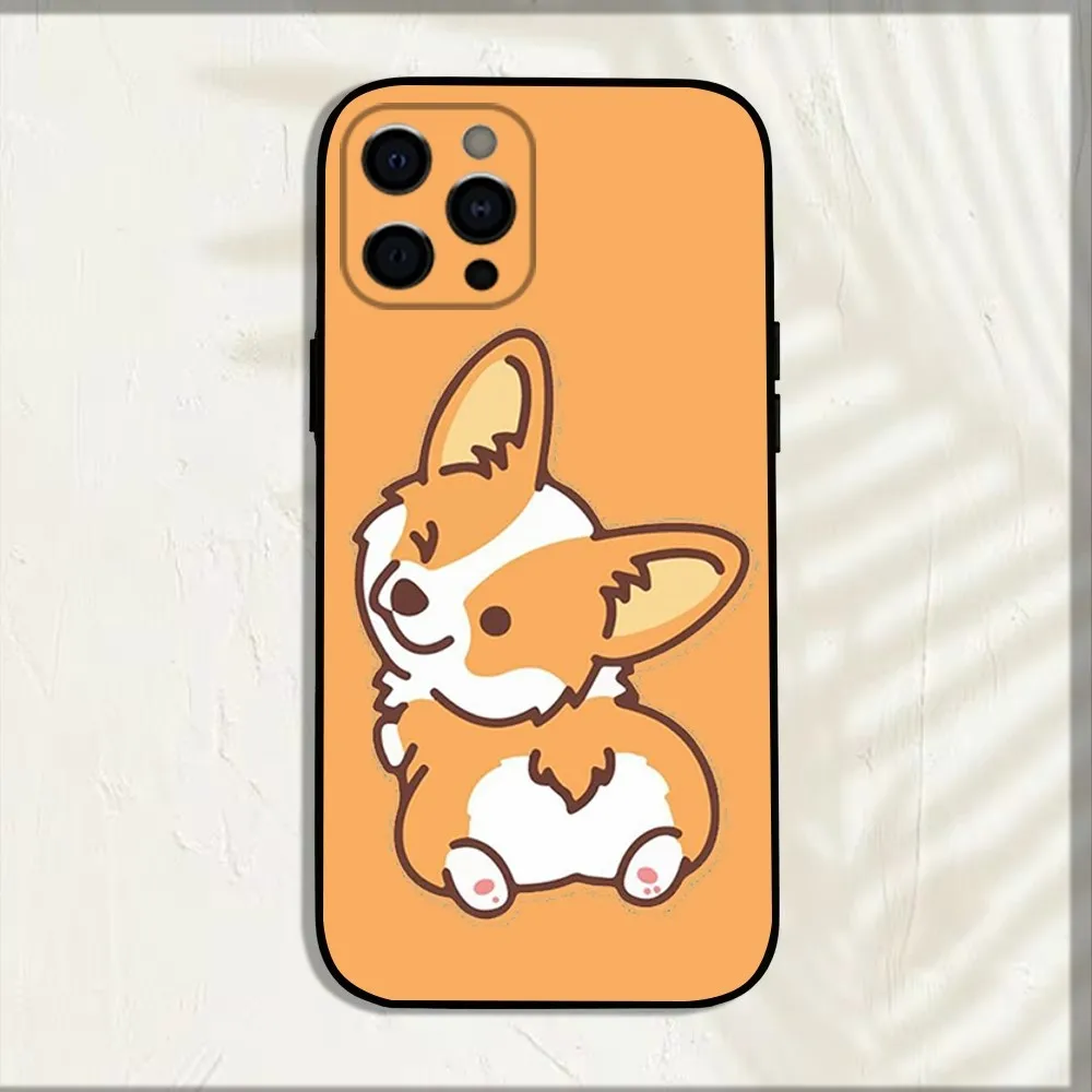 Corgi Pet Cute Dog Cartoon Phone Case For iPhone 15,14,13,12,11,Pro,X,XS,Max,XR,Plus,Mini Soft Black Cover