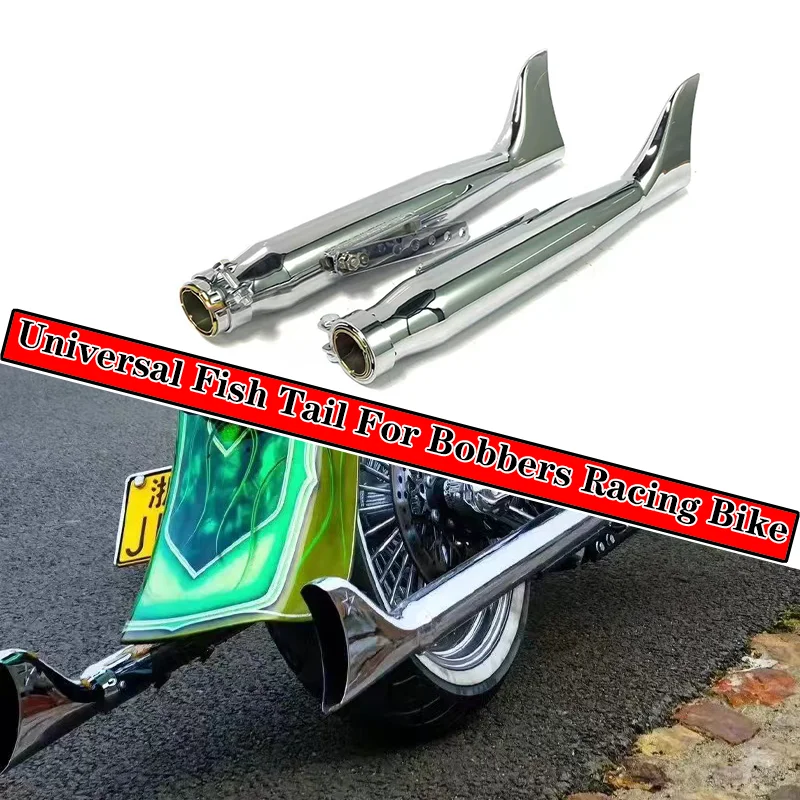 

Left Right Side Motorcycle Exhaust Pipe Universal Fish Tail For Bobbers Racing Bike Chopper Cafe Racer Vintage Silencer