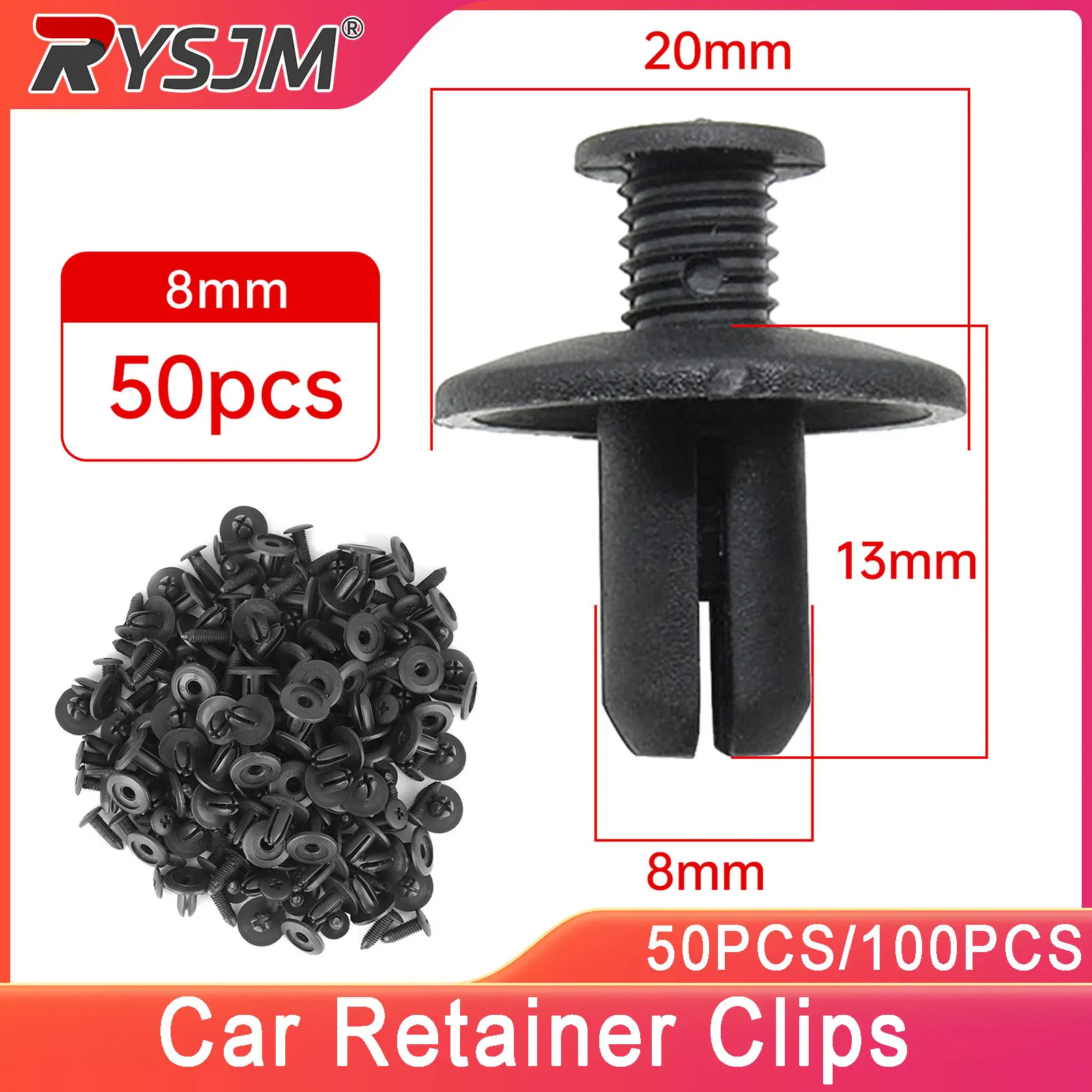8mm Plastic Rivets Fasteners Screw 50/100PCS Car Bumper Fender Black Retainer Clips For Toyota Honda Kia