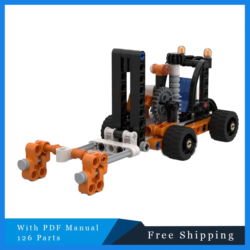 126 pçs série de veículos de engenharia empilhadeira tecnologia moc criativo bloco de construção modelo crianças diy montagem presente aniversário