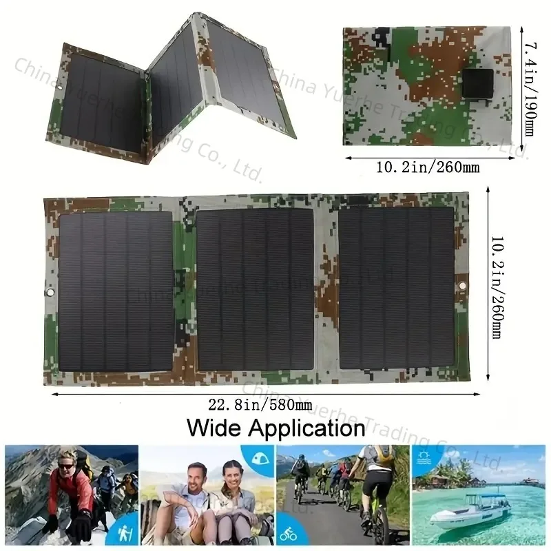 

Camouflage 21W Solar Charger Dual USB Outdoor Portable Emergency Solar Folding Bag Mobile Phone Charging