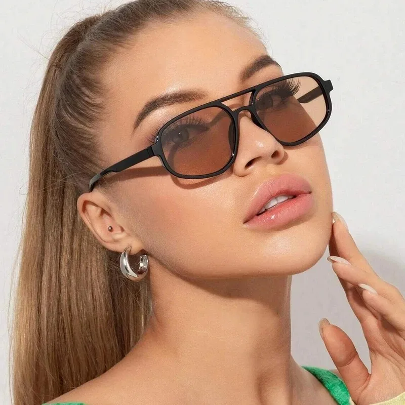 Nuevas Gafas de Sol Retro de Doble Puente para Hombre, Moda Simple, Ligeras, Estilo Ojo de Gato, Gafas de Sol para Mujer, Tendencia, Protección UV400