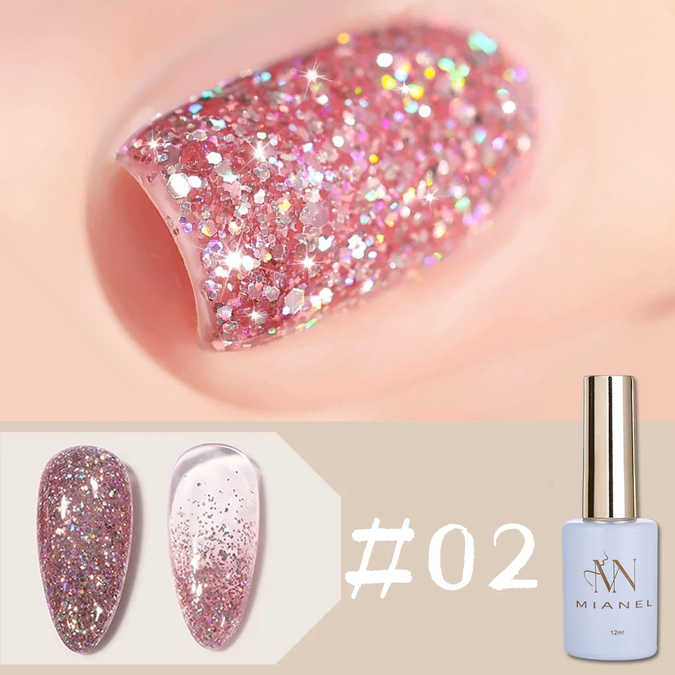 MIANEL 12ML Summer Bright Galaxy Broken Diamond Gel Nail Polish Authentic Flash Glue Silver Pink Starry Sky Glitter Nails