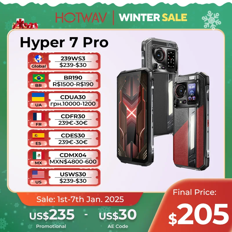 HOTWAV Hyper 7 Pro 5G teléfono resistente 200MP Android 14 6,6 \'\'FHD + 120Hz Smartphone 36(16 +20)GB 256GB 10800mAh 33W teléfono móvil