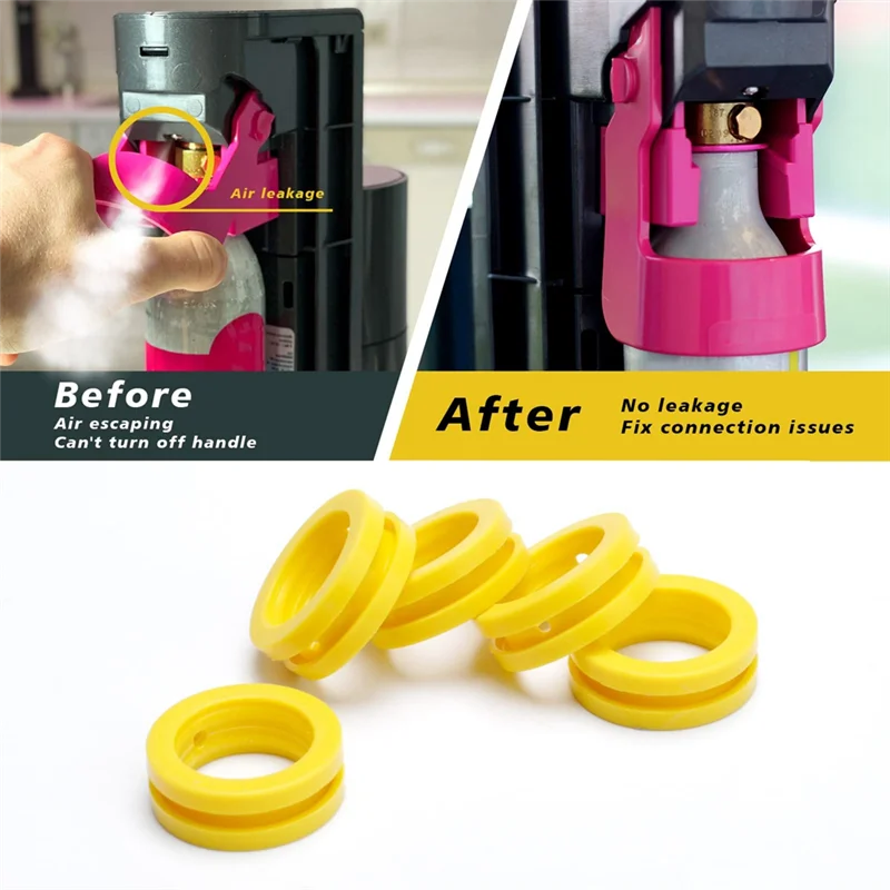 O-ring Guarnizioni per carbonatore per scambio cilindro Co2 per macchina per soda 5 pezzi, anello di guarnizioni per il nuovo produttore di soda e cilindro rosa