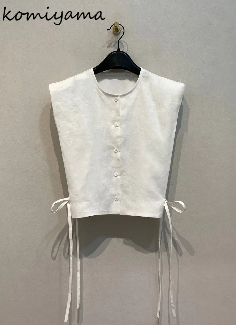 

O-neck Single Breasted Woman 2025 Shirts & Blouses Summer New Sleeveless Blusas Mujer Japan Ropa Clothing Loose Casual Camisas