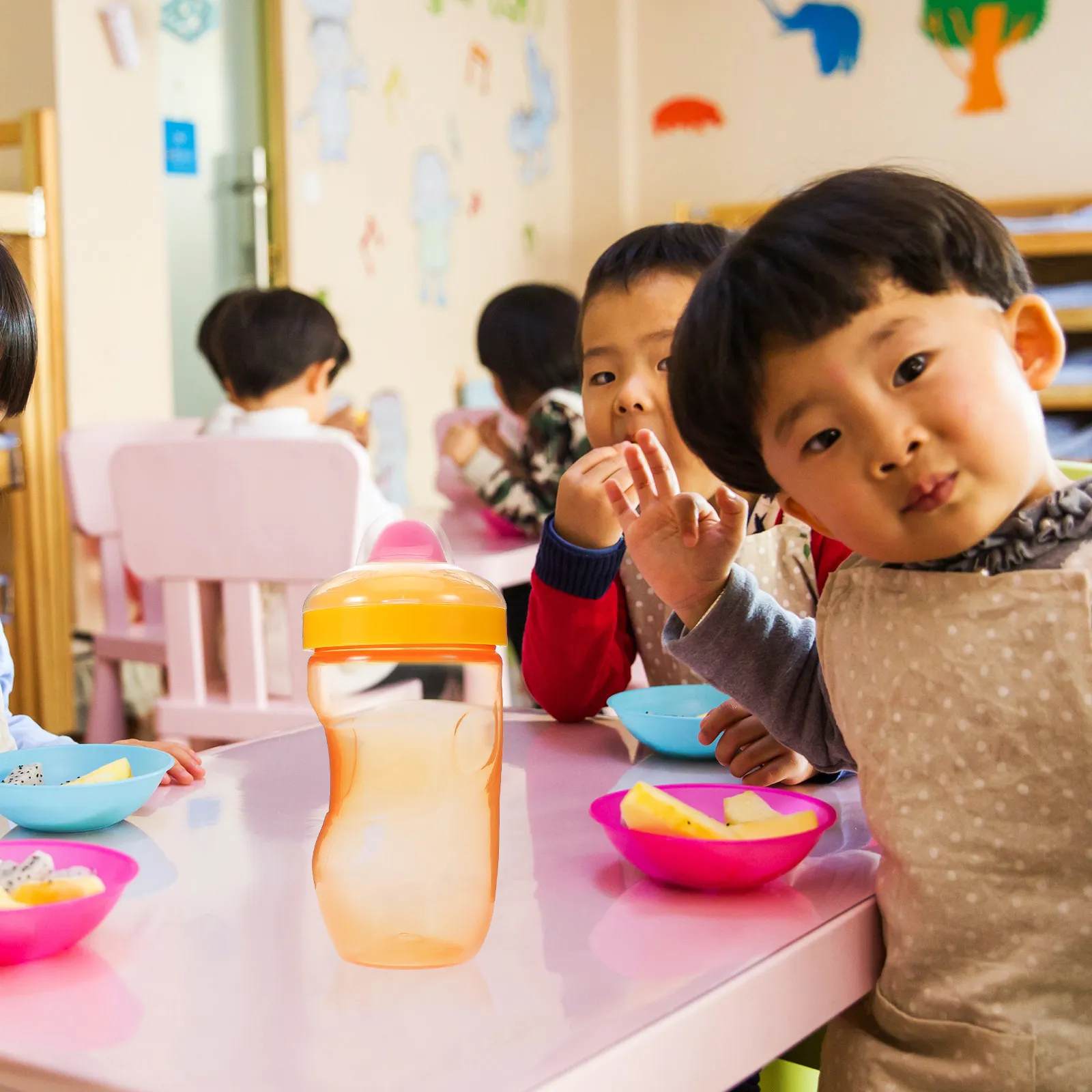 

300 Ml Silicone Toddler Drinking Bottle Spill Proof Training Cup for Kids with Ergonomic Handle Reusable