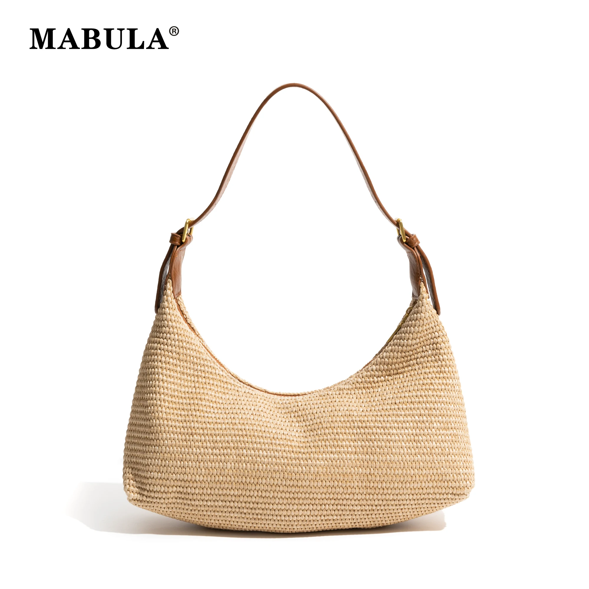 

MABULA Women's Straw Woven Hobos Shoulder Bag Handmade Crochet crossbody bag Travel Shopping Bohemia Summer Simple Casual Purse