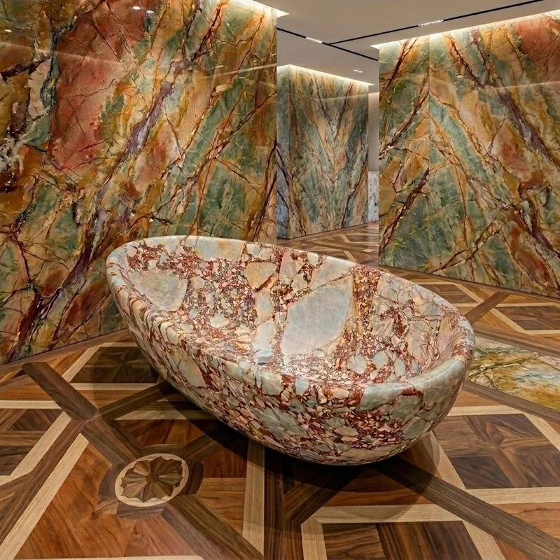 &c High Quality Stone Baths Block Engraved Oval Shape Customized China Origin Viola Marble Eco-Friendly Bathtub