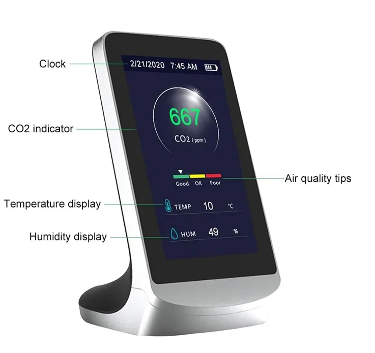 

Анализатор качества воздуха в минималистском стиле 3 в 1, измеритель CO2, мониторинг углекислого газа (CO2), детектор температуры и влажности воздуха