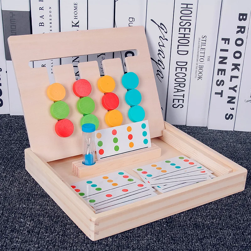 Children Wooden Games Puzzle Teaching Aids Montessori Early Educational Shape Color Matching Toy Logical Thinking Training Toy