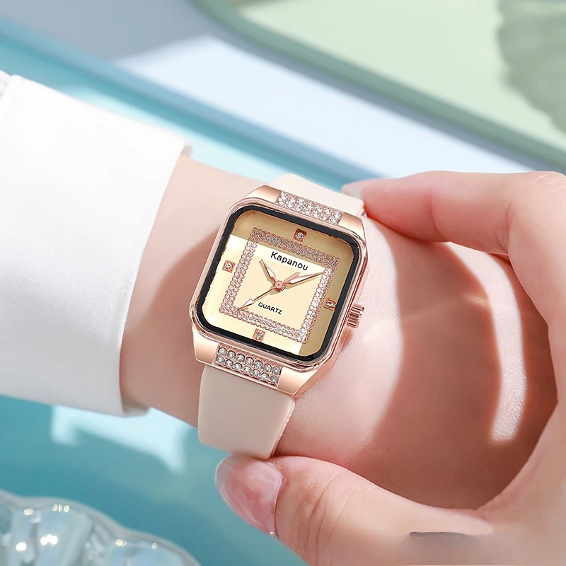Popular fashion, simple, light luxury watch, silicone quartz watch, square case, personalized watch