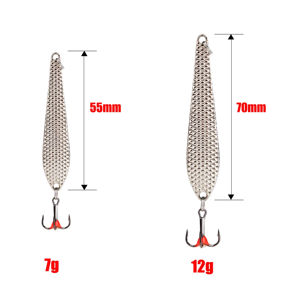 FTK Spinner cucchiaio winter Ice Fishing Lure 55mm/70mm 1 pz 7g/12g oro argento esche dure con Treble Hook per trota luccio