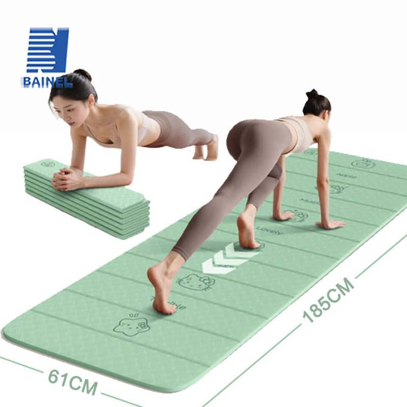 TPE Folding Yoga Mat Fitness Dance Mat Portable Thickened Widened Environmentally Friendly Non-slip Waterproof Home Holiday Gift