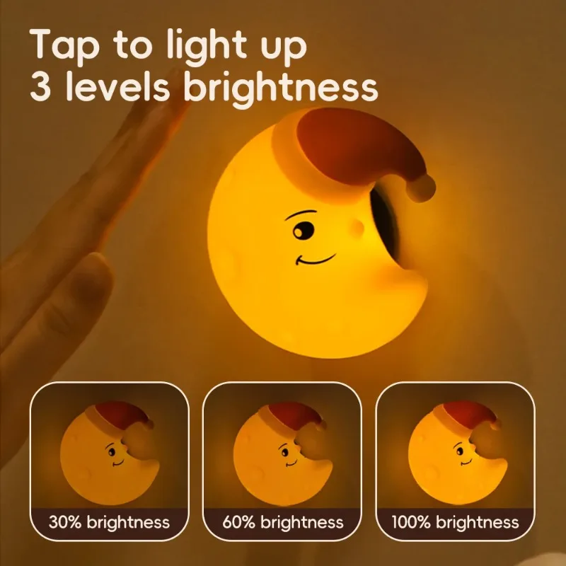 Soft Silicone Cloud Star LED Night Light Rechargeable Bedside Wall Lamp Warm Sleeping Light for Baby Kids Bedroom Nursery Decor
