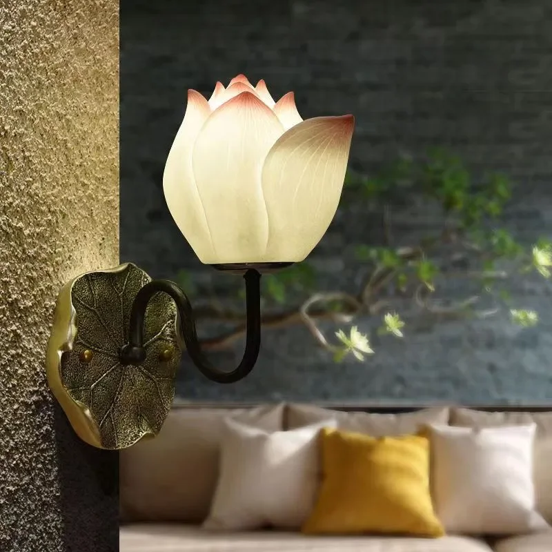APRIL Contemporary Lotus Wall Lamp Art Living Room Bedroom Tea Room Corridor Decorative Light