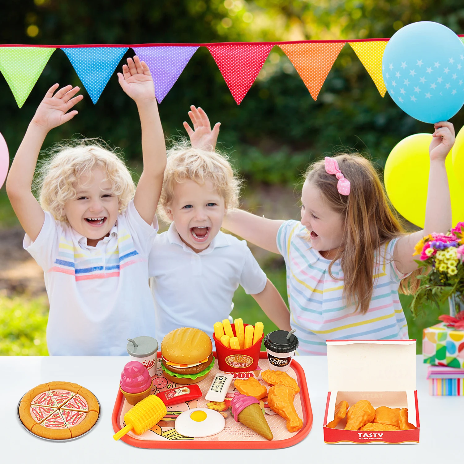 Conjunto de hambúrguer e brinquedos de fast food para crianças, jogo educativo para dramatizações, mini cozinha, jogos de casa, 40pcs