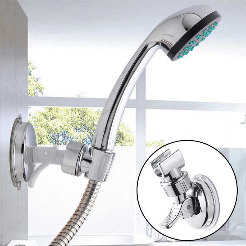 ABS Plastic Shower Head Holder with Chrome Coating and Powerful Suction Cup for Secure Wall Mount in Bathroom Spaces