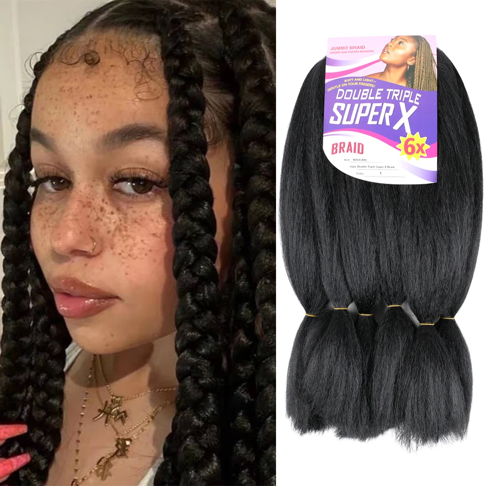 

Saisity Synthetic Jumbo Double Triple Braiding Hair 400g /Lot Super X Extensions Hot Water Fixation Black Ombre For Braids Hair