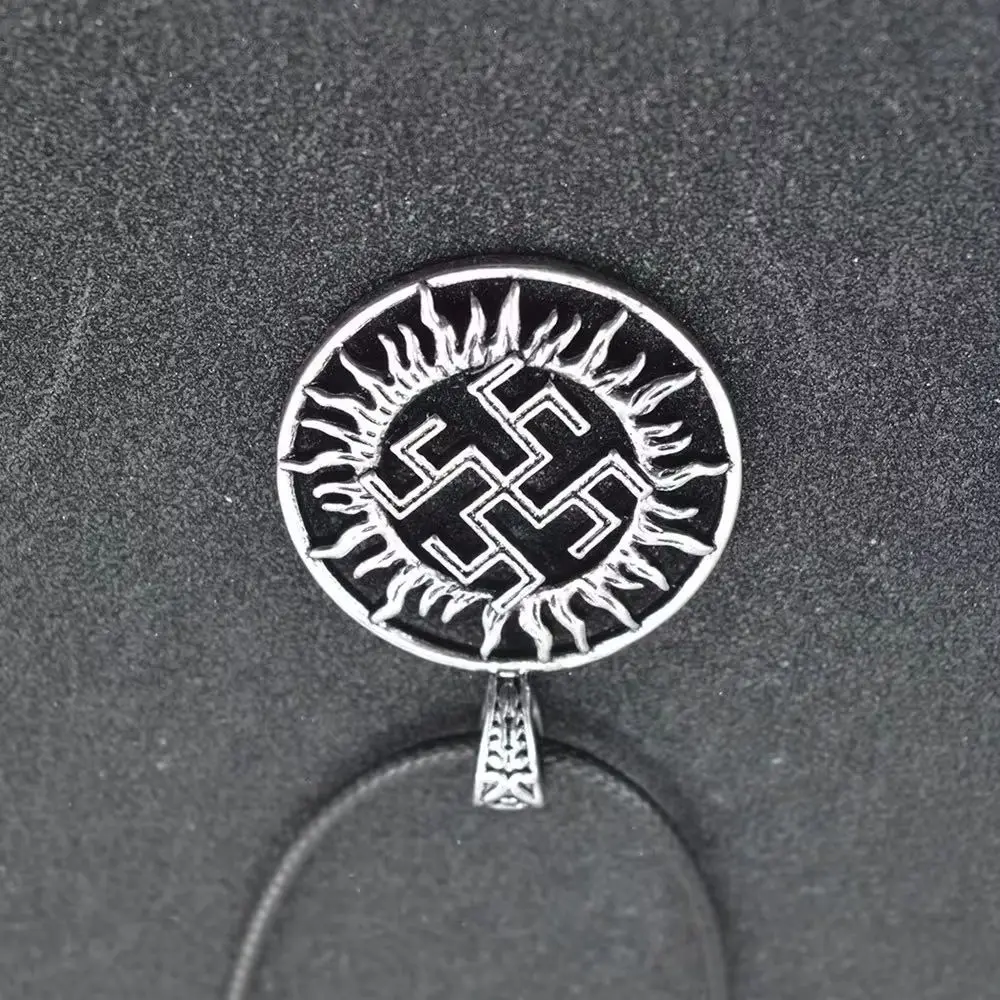 Slavic Pendant Kolovrat Amulet Gothic Wheel Charm Talisman Viking Fern Flower Jewelry Viking Pagan Jewelry Pendants