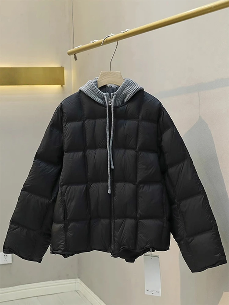 

Korean Sle plus Size Knitted Hooded Coat Women's Winter Thiened Warm Loose Cotton Jaet Trendy Commute Sle Zipper Closure