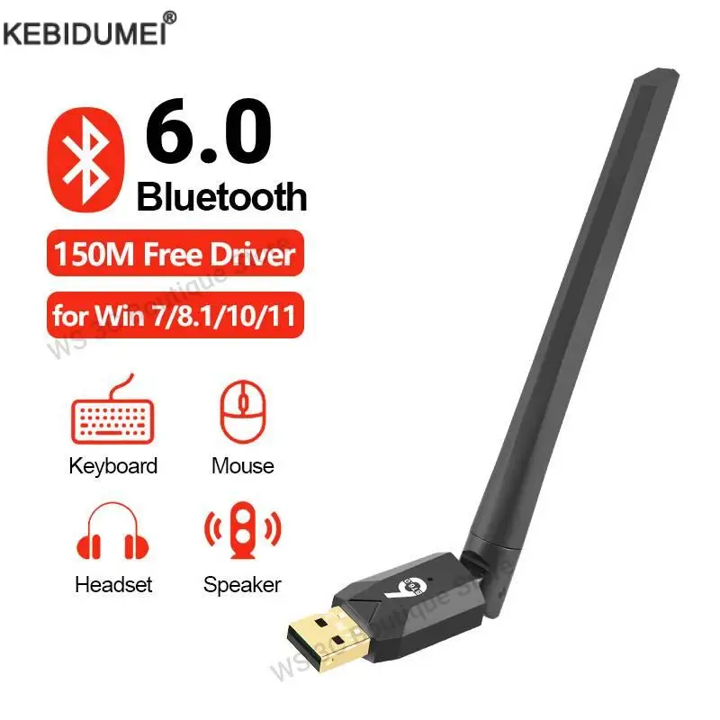 

USB Bluetooth 6.0 Adapter Bluetooth 5.4 Dongle Bluetooth Receiver & Transmitter for PC Windows 11/10/8.1 for Keyboard/Mouse