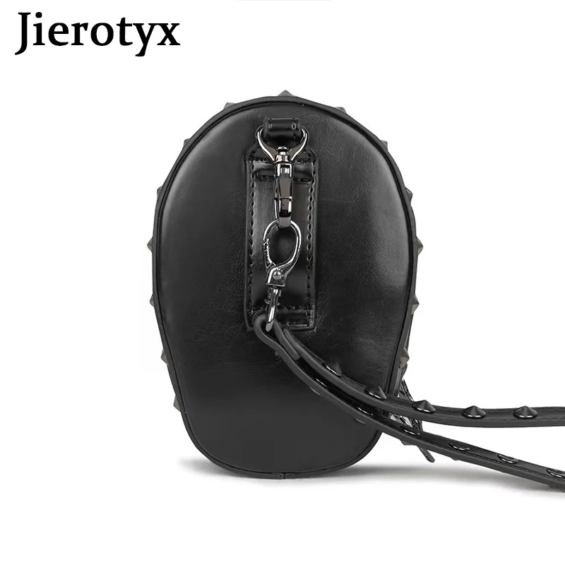 JIEROTYX Gothic Skull Chest Bag Crossbody Bags Women Originality Funny Skeleton Ladies Single Package Vintage Rivets Silver