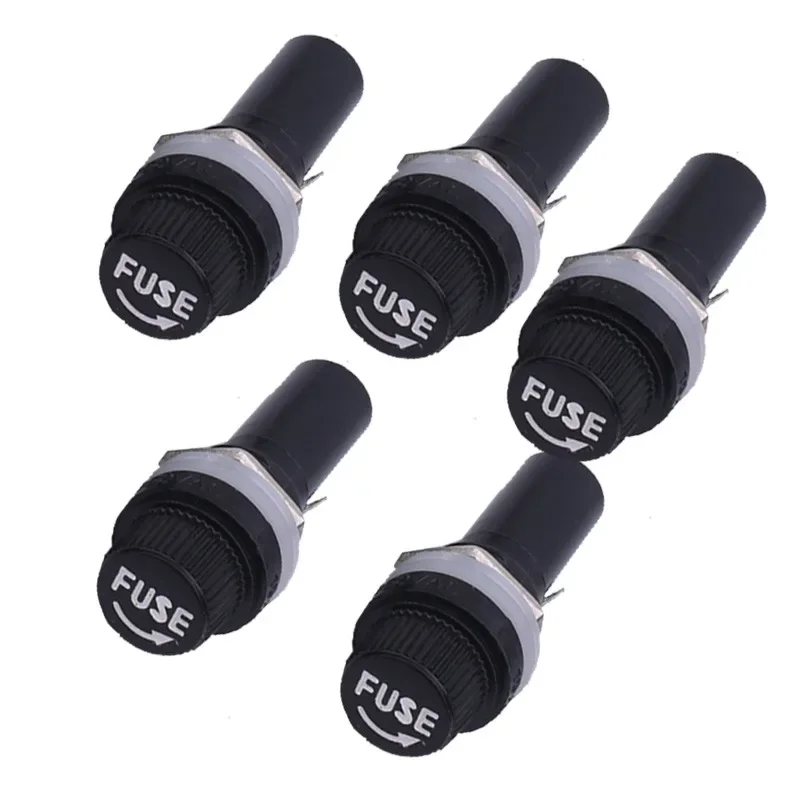 5Pcs 5x20 6X30mm Fuse Holders  Black Insurance Tube Socket Fuse Holder 10A 250V AC 15A 125V AC For 5*20 6*30MM Insurance Panel