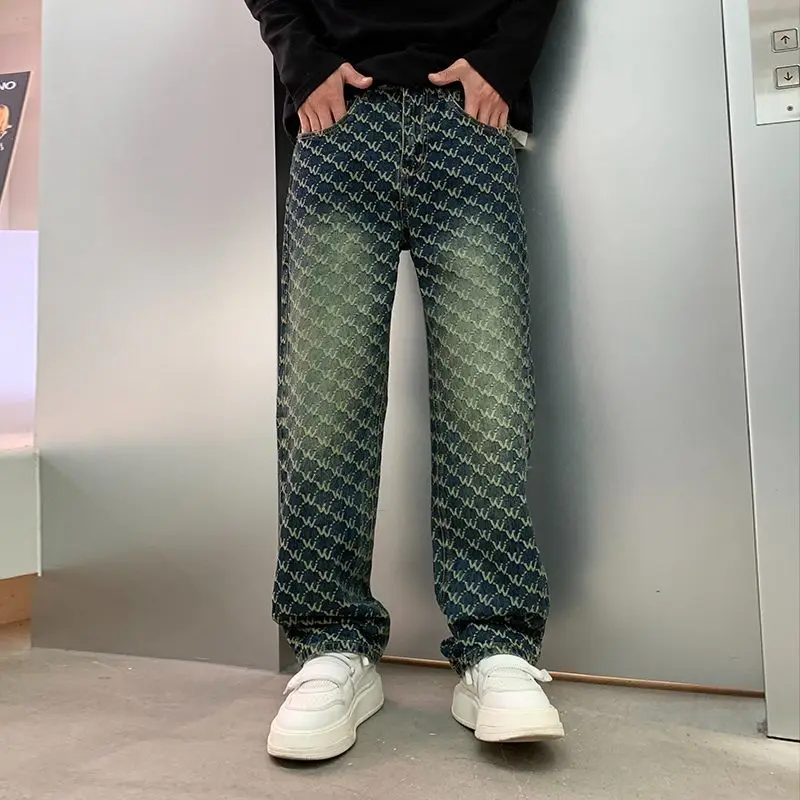 

Vintage American Style High Street Jeans with Embroidery Detailing for Men's Fashionable Look