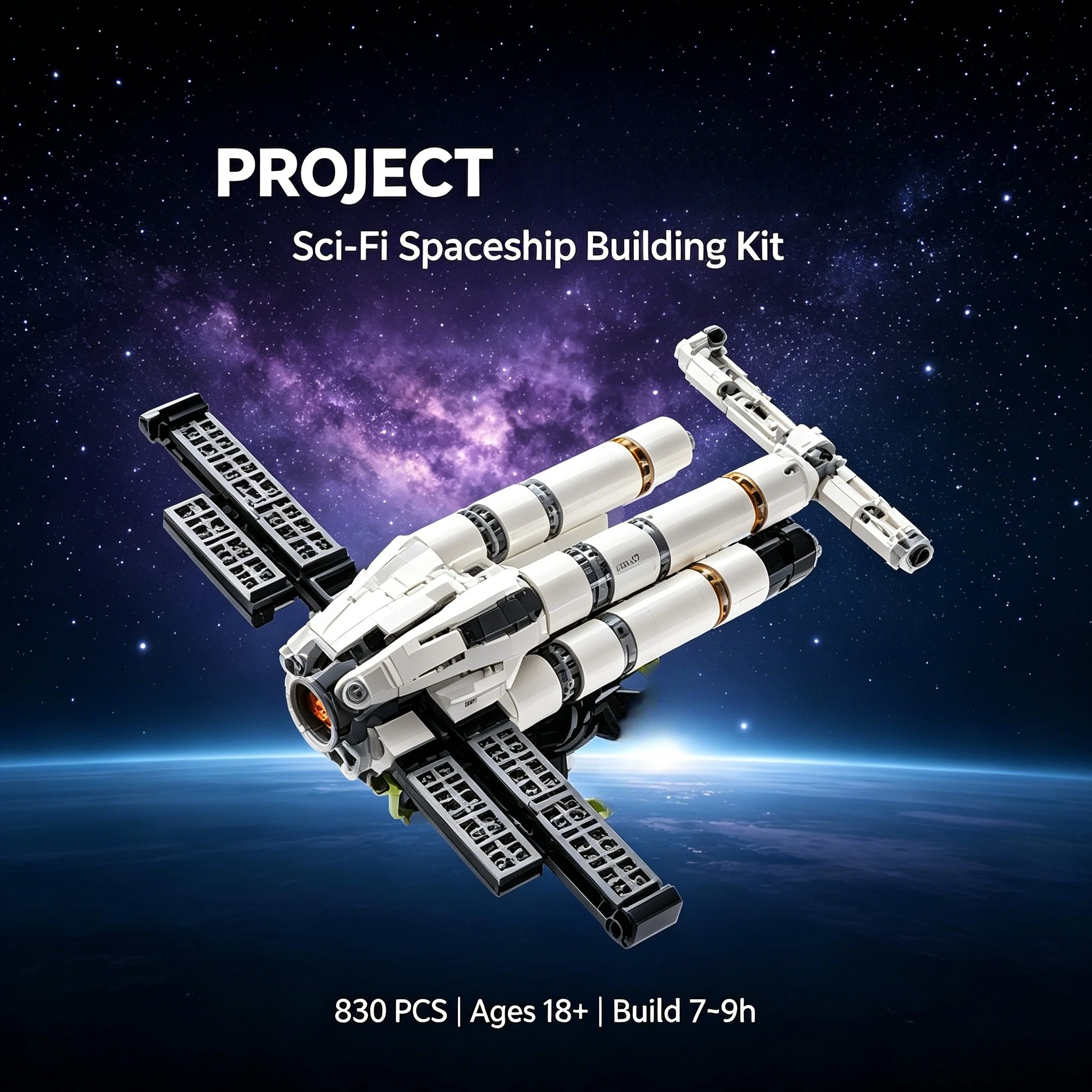 830Pcs Grace ‘s Spaceship Building Blocks Movable Mechanism Cool Desktop Ornament Holiday Gift SciFi Space Station Display Model