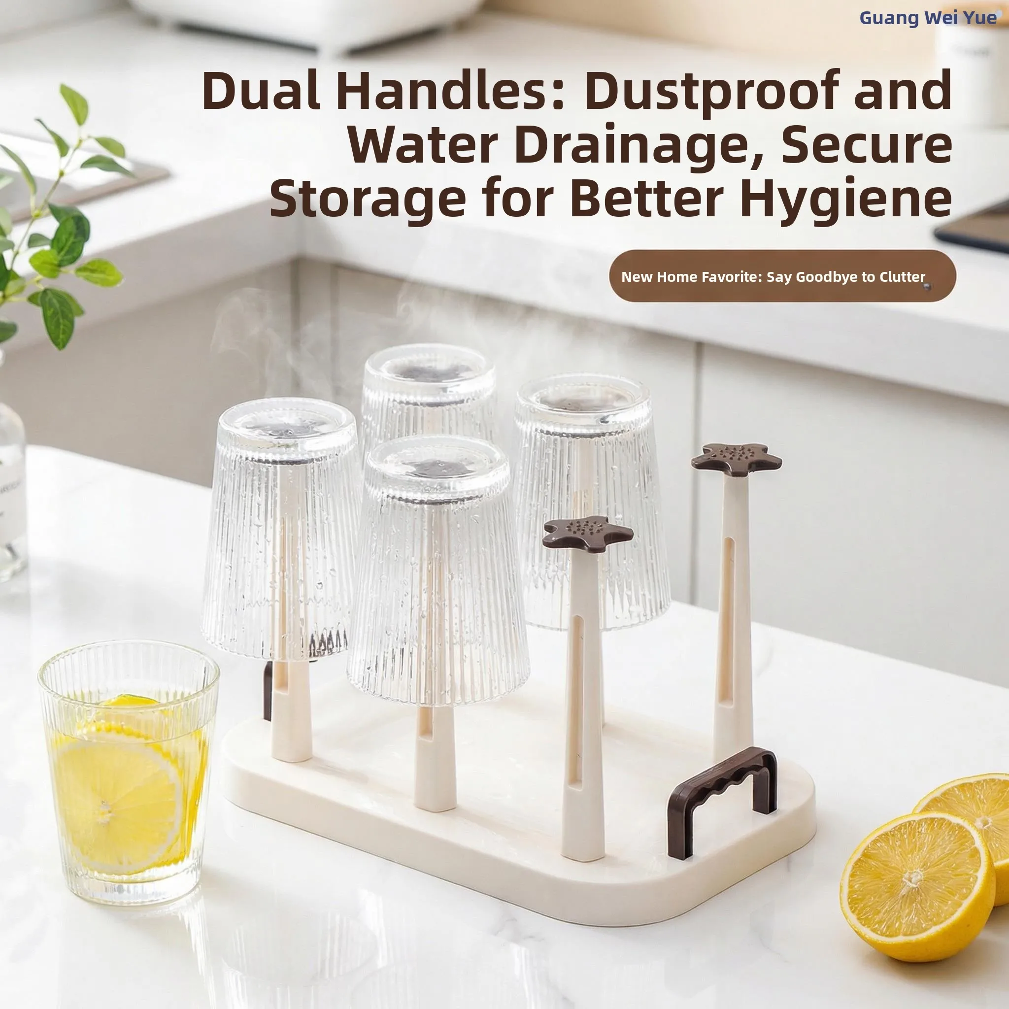 

Integrated Cup Holder Tray Desktop Cup Storage Rack Luxury Feelings Kitchen Storage Rack for Women Home Use Plastic Material