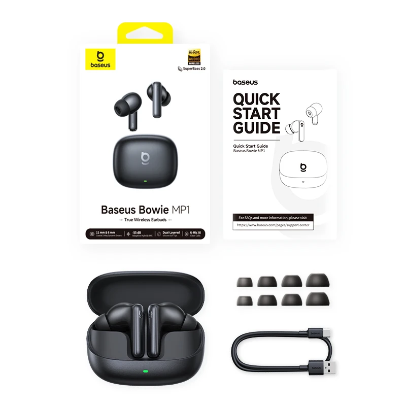 Baseus Bowie MP1 ANC Bluetooth 6.0 Echte draadloze oordopjes -55dB Adaptieve hybride ANC-oortelefoon Hi-Res LDAC 6-Mic ENC In-Ear-knoppen