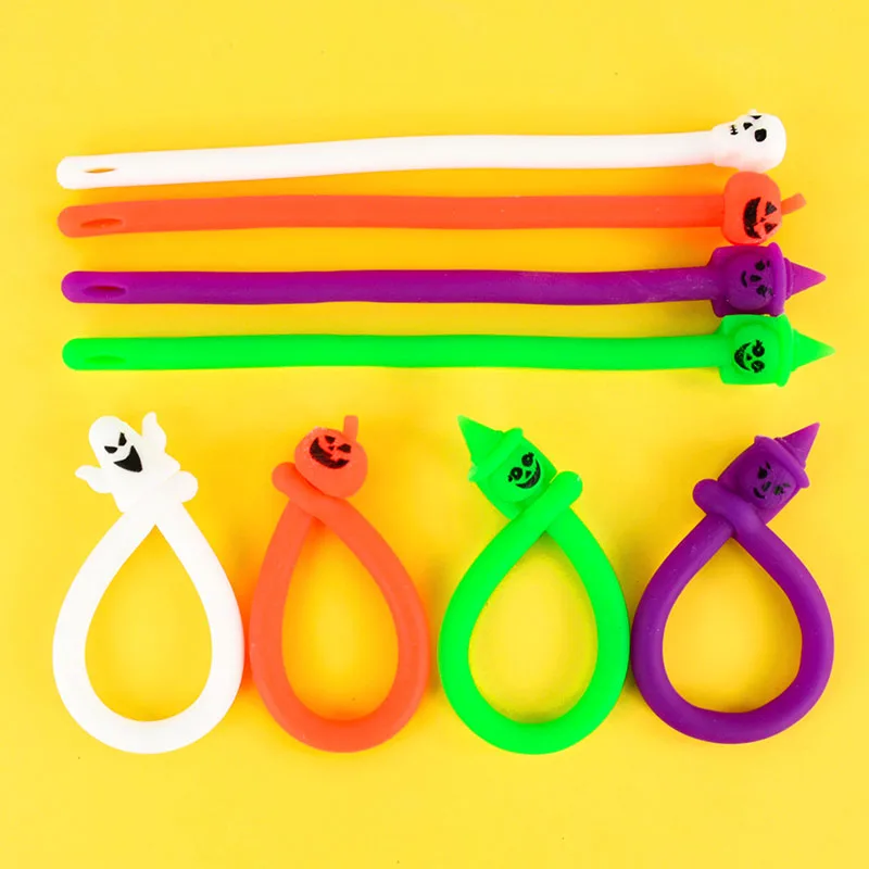 5PC Horror Halloween Pull Worm Noodle Fidget Toys String Stress Relief Autism Toy Stretchy String Rope Anti Stress Toys for Kids