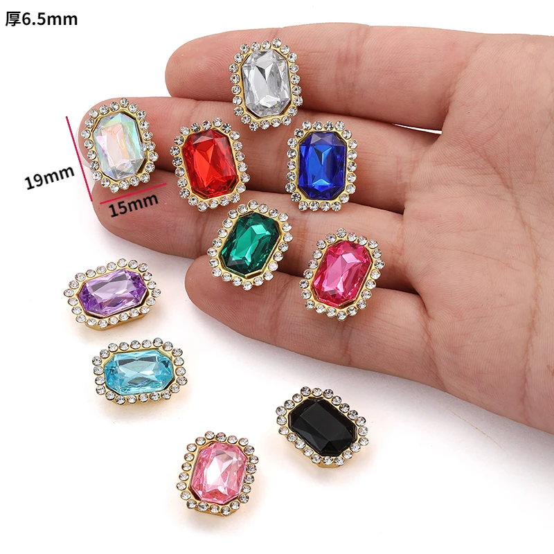 10pcs Multi-Color Resin Diamond Square Stud Earrings