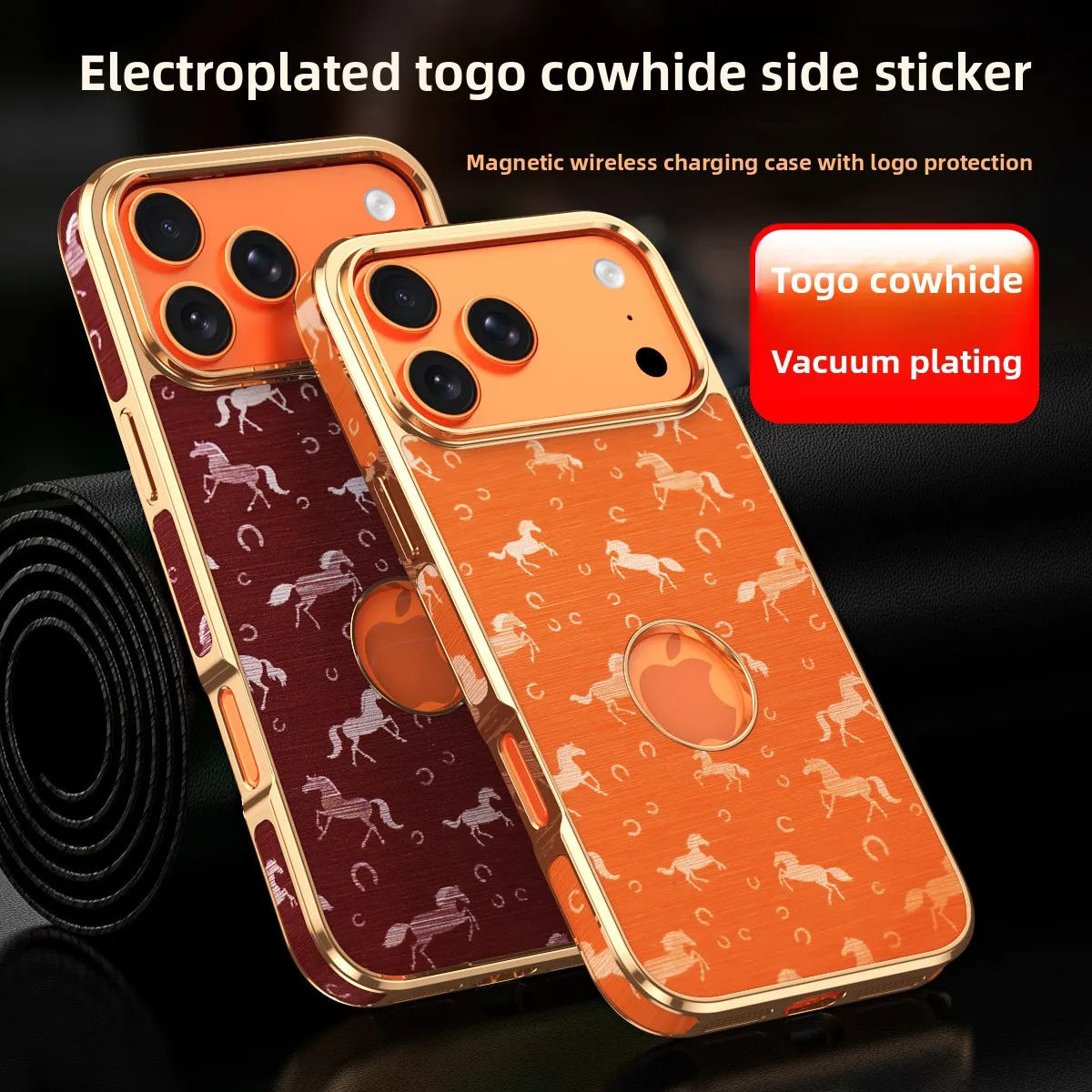 

Genuine Leather for iPhone 17 Pro Max Case Year of the Horse Magnetic Phone Case for iPhone 16Pro Max fundas iPhone 15 pro max
