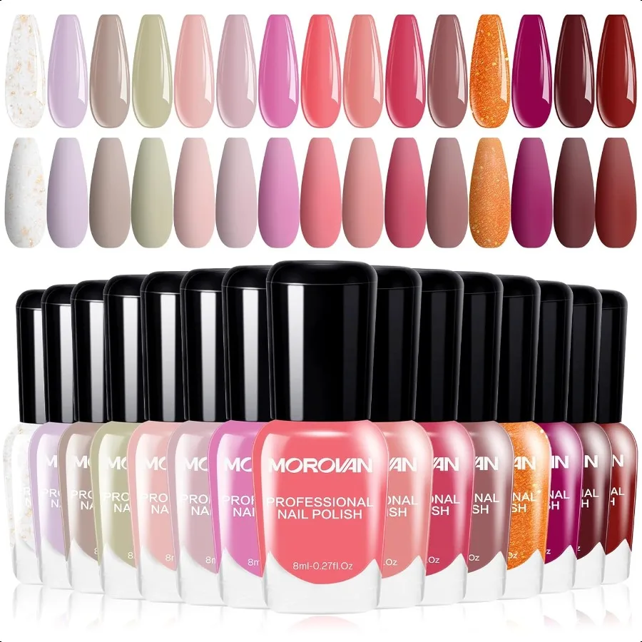 

Fingernail Nail Polish Set: Hot Pink Nail Polish Kit Air Quick Dry Regular Finger Nail Polish Pack for Women Gift Holiday
