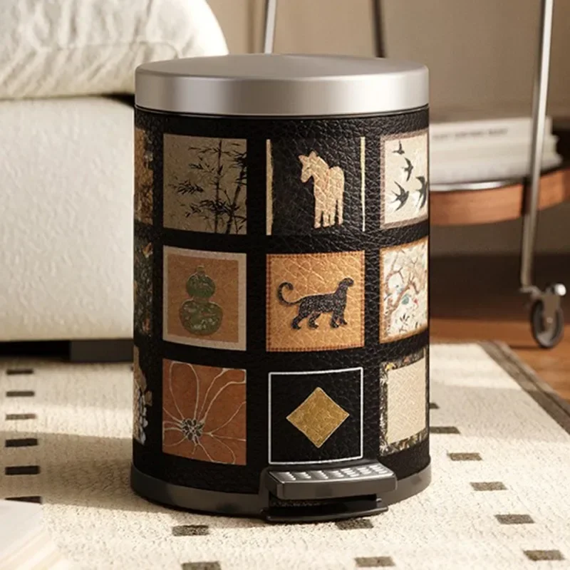 Vintage Waste Bins Metal Trash Can Luxury Living Room Wastebasket Large Capacity Separate Trashs Things for Home and Kitchen