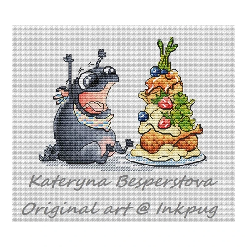 

Cross-stitch set, Pug Dog food, home, kill time, hand embroidery material pack