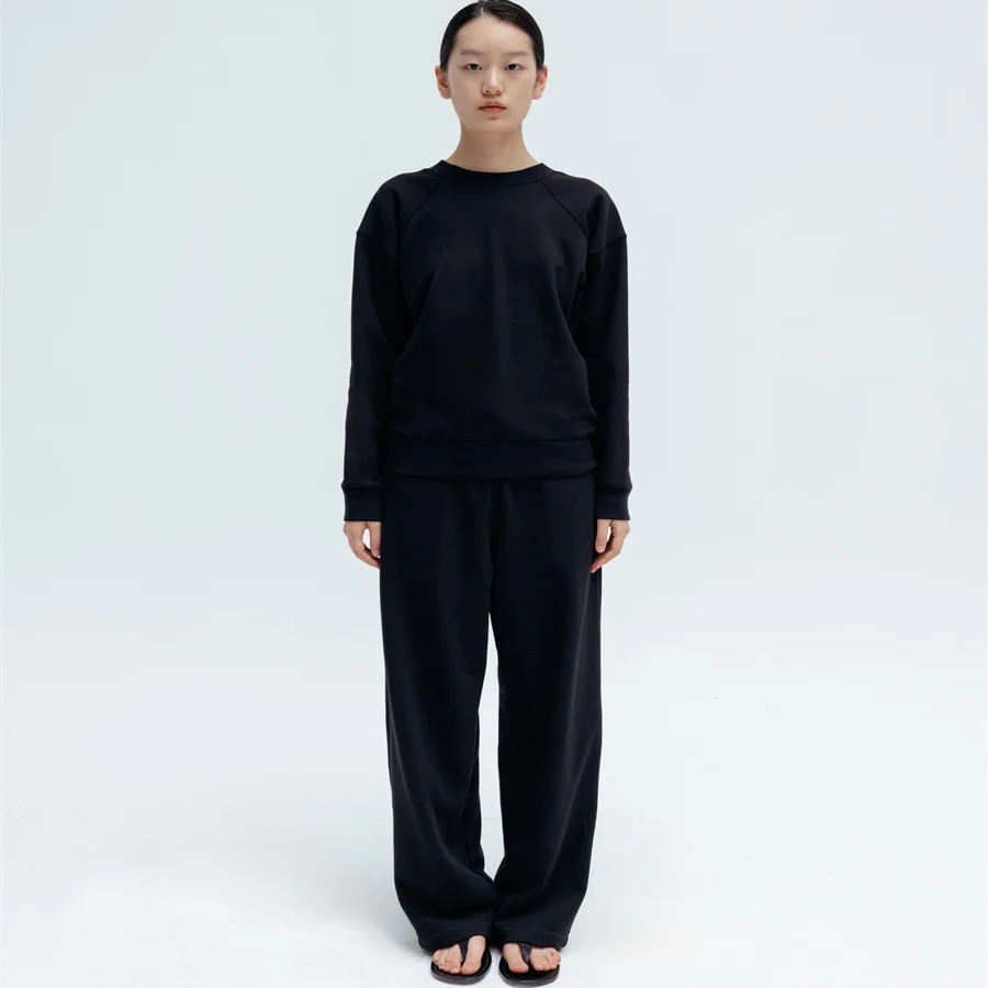 ارتفاع الخصر Dstring مريحة مستقيم الساق التخسيس Sweatpants غير المتماثلة تخفيف Sle فضفاضة تناسب السراويل الطويلة #2