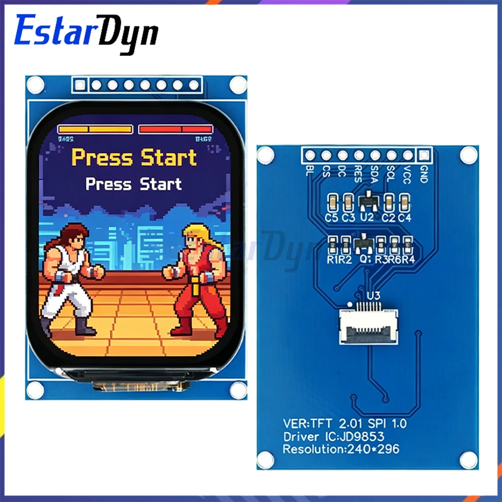 Módulo de pantalla LCD TFT Estardyn de 2,01 pulgadas, pantalla a color SPI 240x296 JD9853, placa de 8 pines para proyecto DIY de Arduino Raspberry Pi